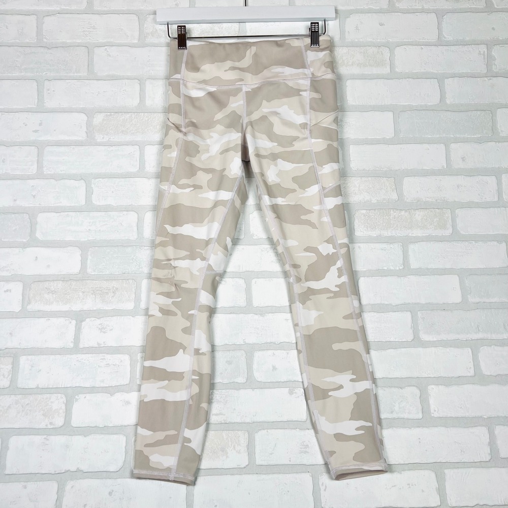 Athleta Camo High Rise Athletic Leggings w/ Pockets Neutral Beige Camouflage XS